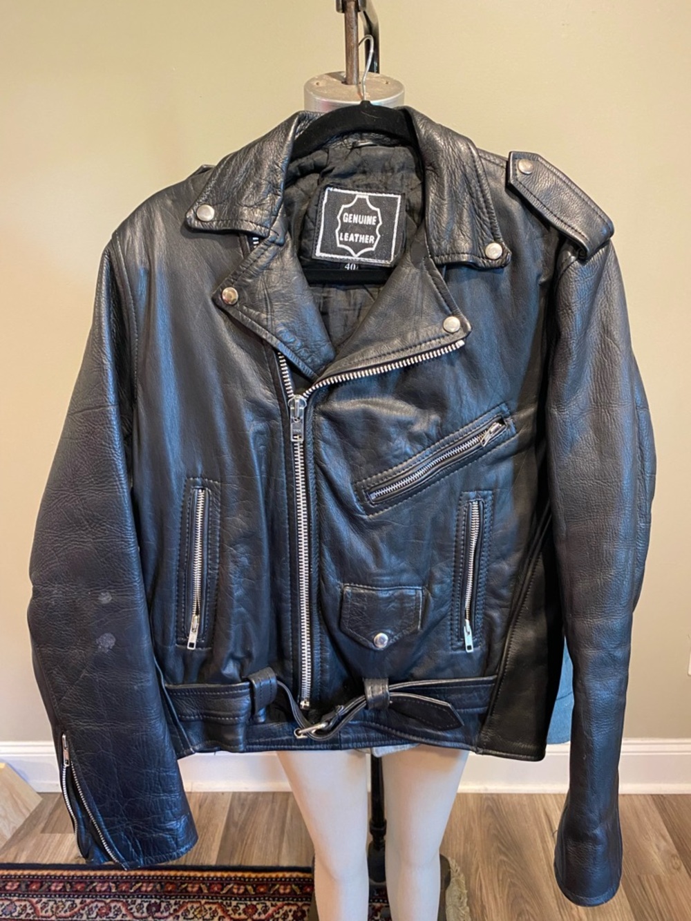 Black Leather Men's Jacket - Classic Biker Style